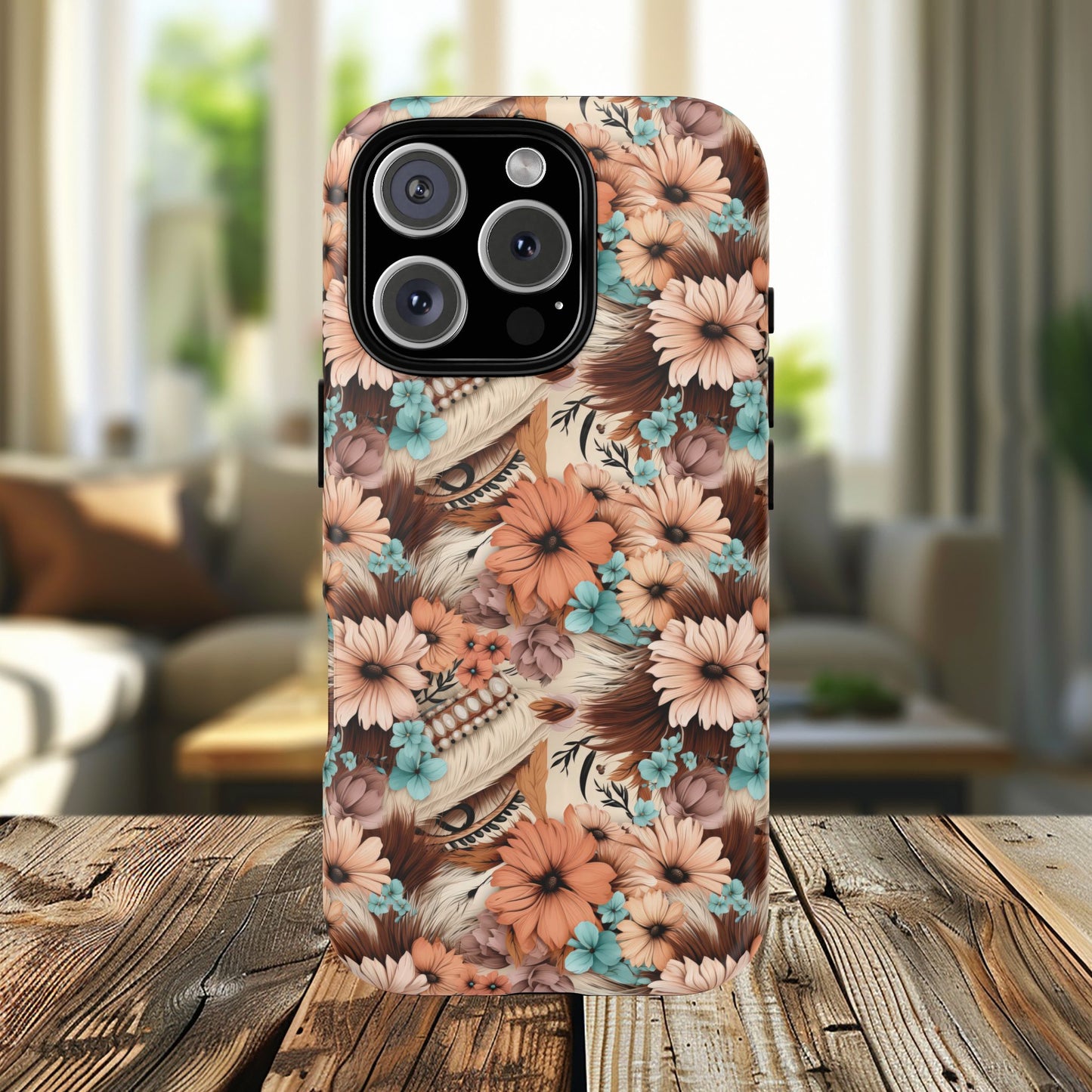 Spirit in Bloom Tough iPhone Magnetic Cases, Cute iPhone Accessories, Flower Design, Gifts for iPhone 14, 15, 16, 17, Pro Max, Boho Style, Western Style