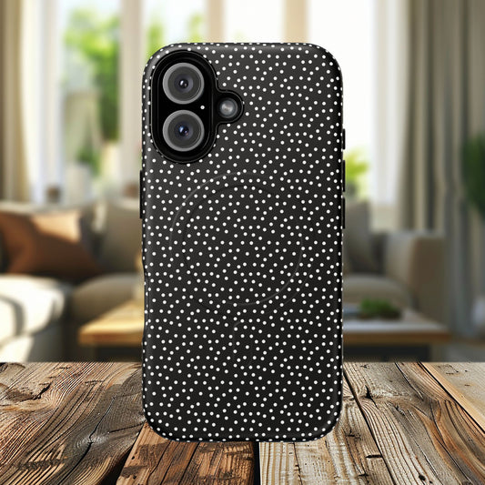 Small Polka Dot Tough iPhone Magnetic Case, Durable iPhone Accessories, Gifts for Tech Lovers, Modern Design.