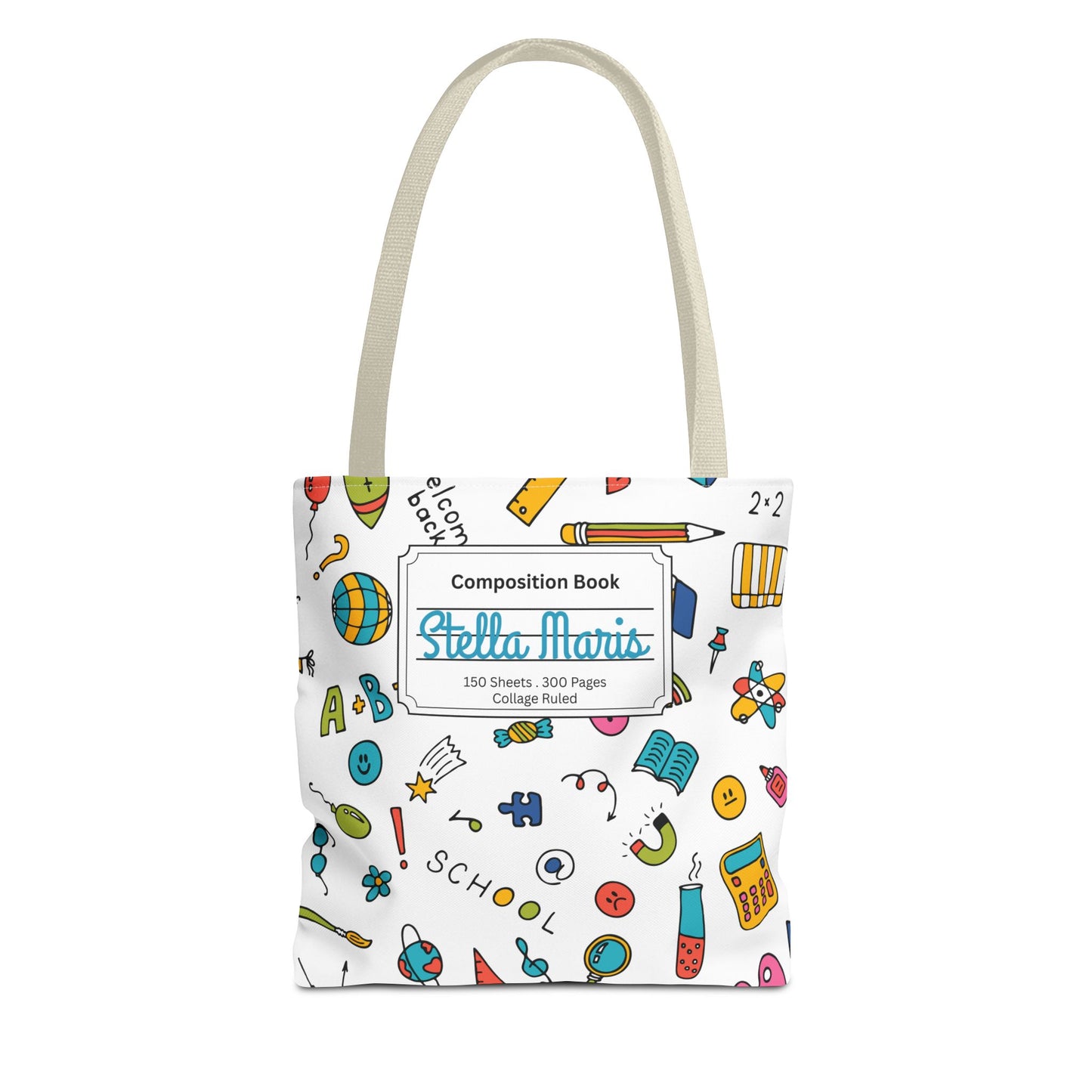 Personalized Classroom Couture Composition Book Inspired Tote Bag, Back to School Tote, Teacher Gift, Kids Bag, Custom Name Bag, Educational Accessories, Back to School Tote Bag.