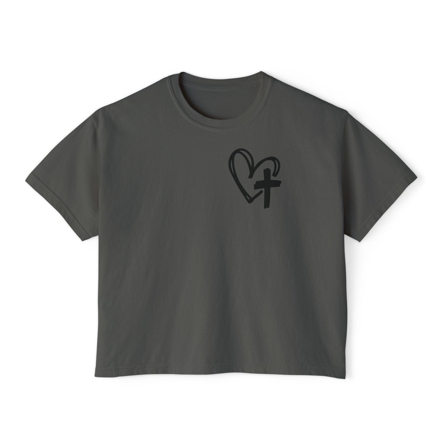 Faith and Floral Cross Women's Comfort Colors Boxy Tee