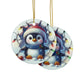 Penguin Ceramic Ornaments, 2-Side Print, (1pc, 3pcs, 5pcs, 10pcs)