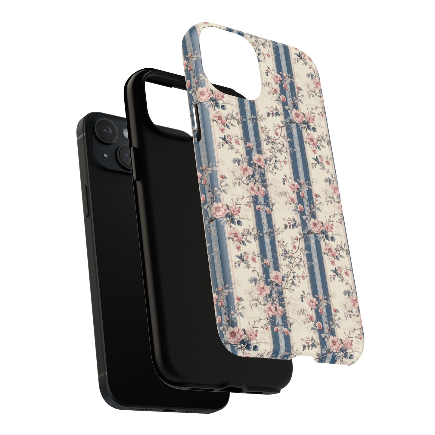 Victorian Rose Stripe iPhone Case, Tough Magnetic Cases for Stylish Protection, Flower Pattern iPhone Cover, Trendy Gift Idea for Her
