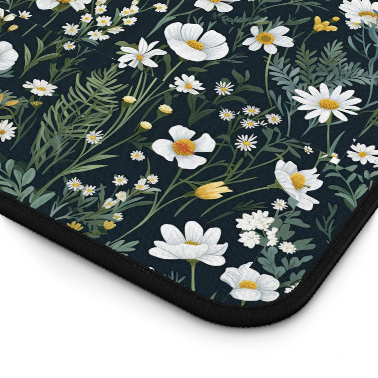 Daisy Delight Floral Desk Mat - Elegant Botanical Design for Home Office Decor.
