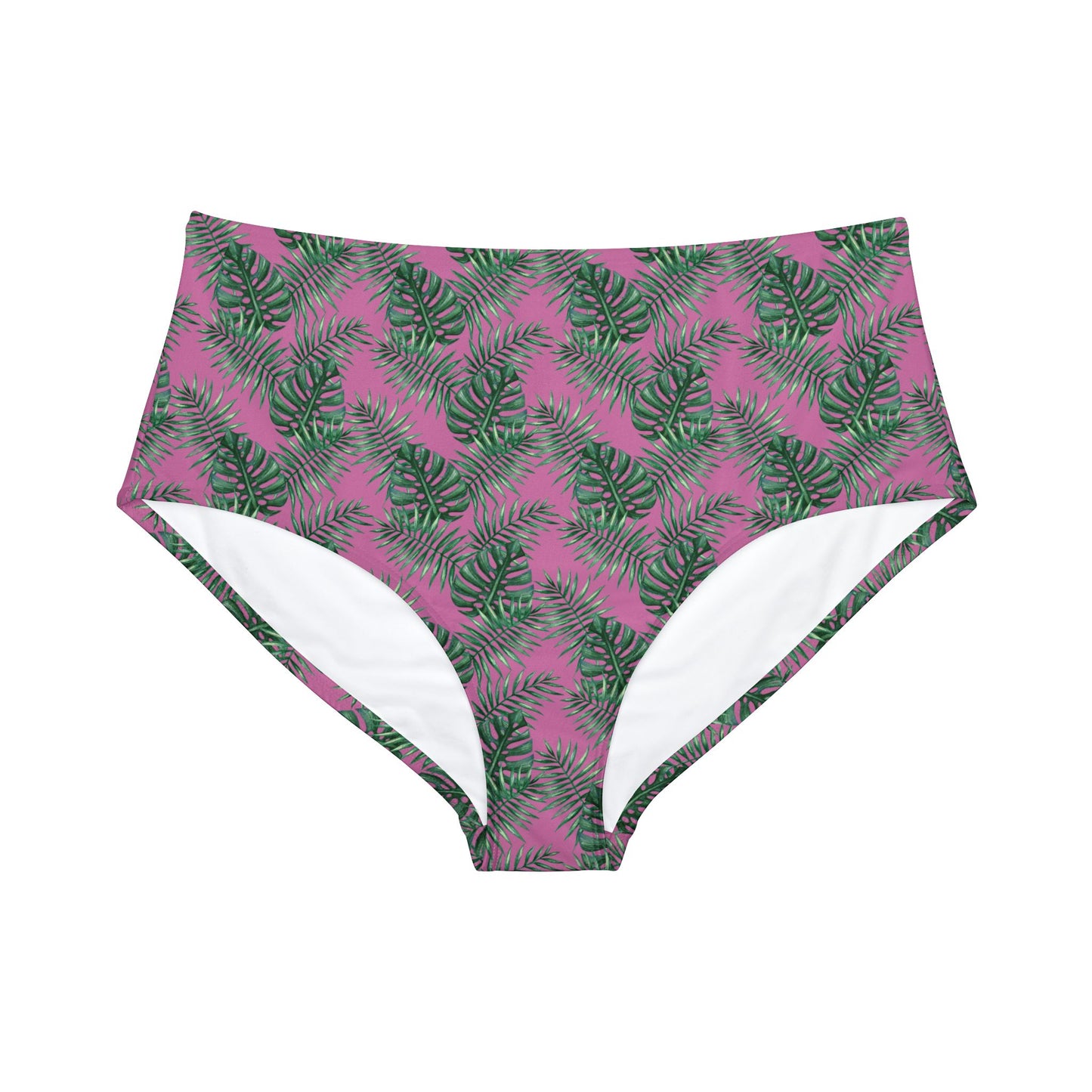 Pink Tropical Bliss High-Waist Hipster Bikini Bottom (AOP)