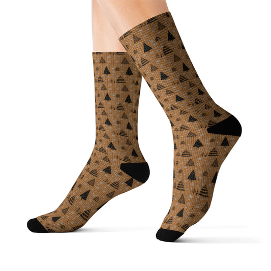 Winter Wonderland Brown Sublimation Socks - High-Quality Comfort with Stylish Sublimated Print