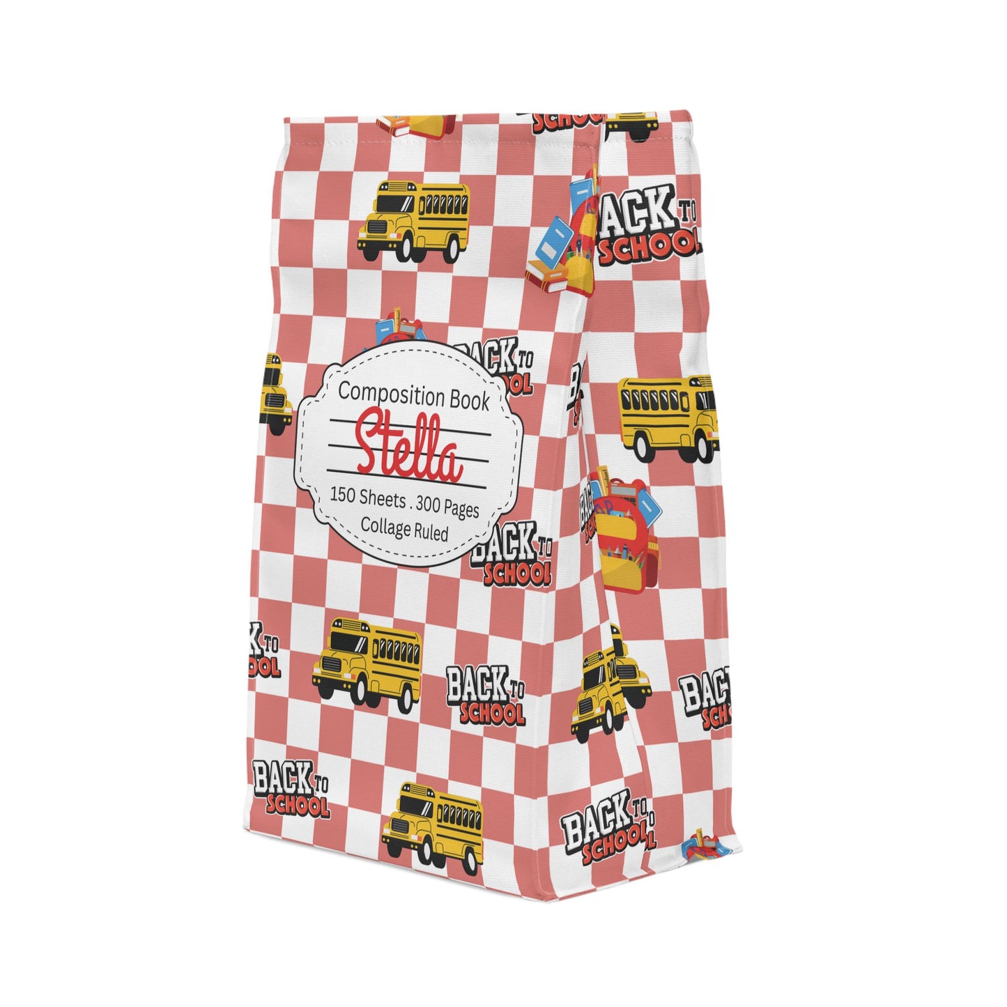 Custom Red SchoolYard Chic Composition Book Inspired Stylish Polyester Lunch Box for Kids - Perfect for School, Picnics, or Snacks | Personalized ABC Design, Back to School, Family [...]