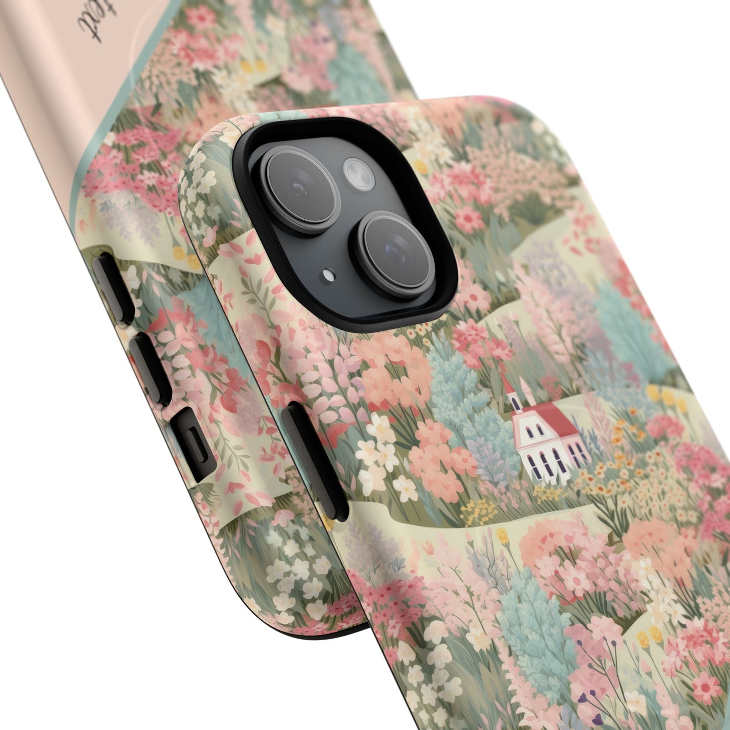 Blush Bloom Village Tough Magnetic MagSafe®Case, Durable Protection, Unique Gift for Nature Lovers,  iPhone® 13, 14, 15, 16, 17, Pro, Pro Max, Plus Cases.