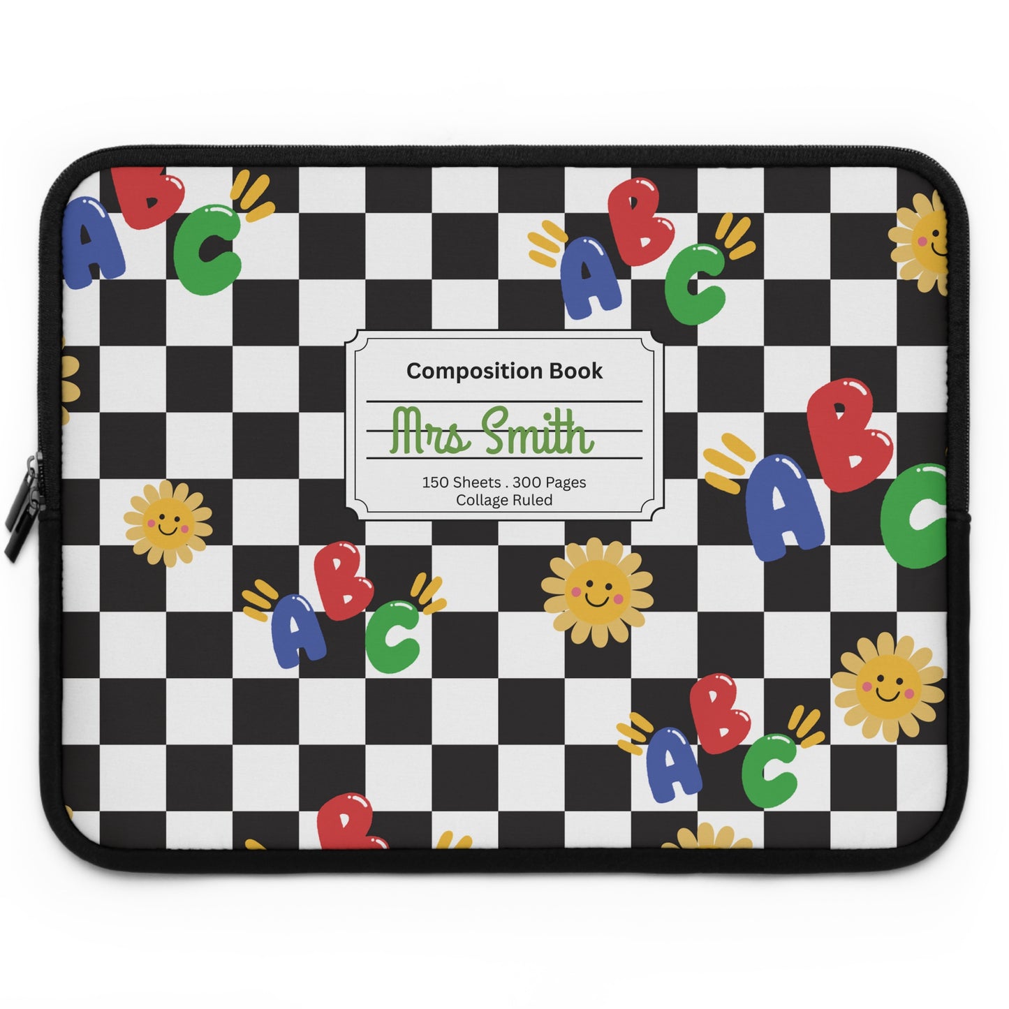 Personalized Schoolyard Chic Laptop Sleeve with Composition Book Inspired Design, Customizable Tech Case, School Supplies, Gift for Students, College Essentials, Back to School