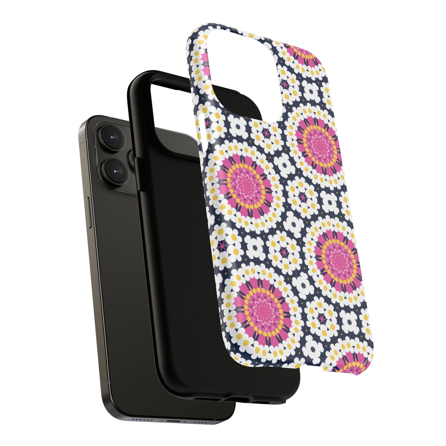 Petal Prism Pop Tough Magnetic iPhone Case, Tough Protection, Unique Design, Gift for Her, iPhone Accessories, Boho Style, Floral MagSafe Accessory.