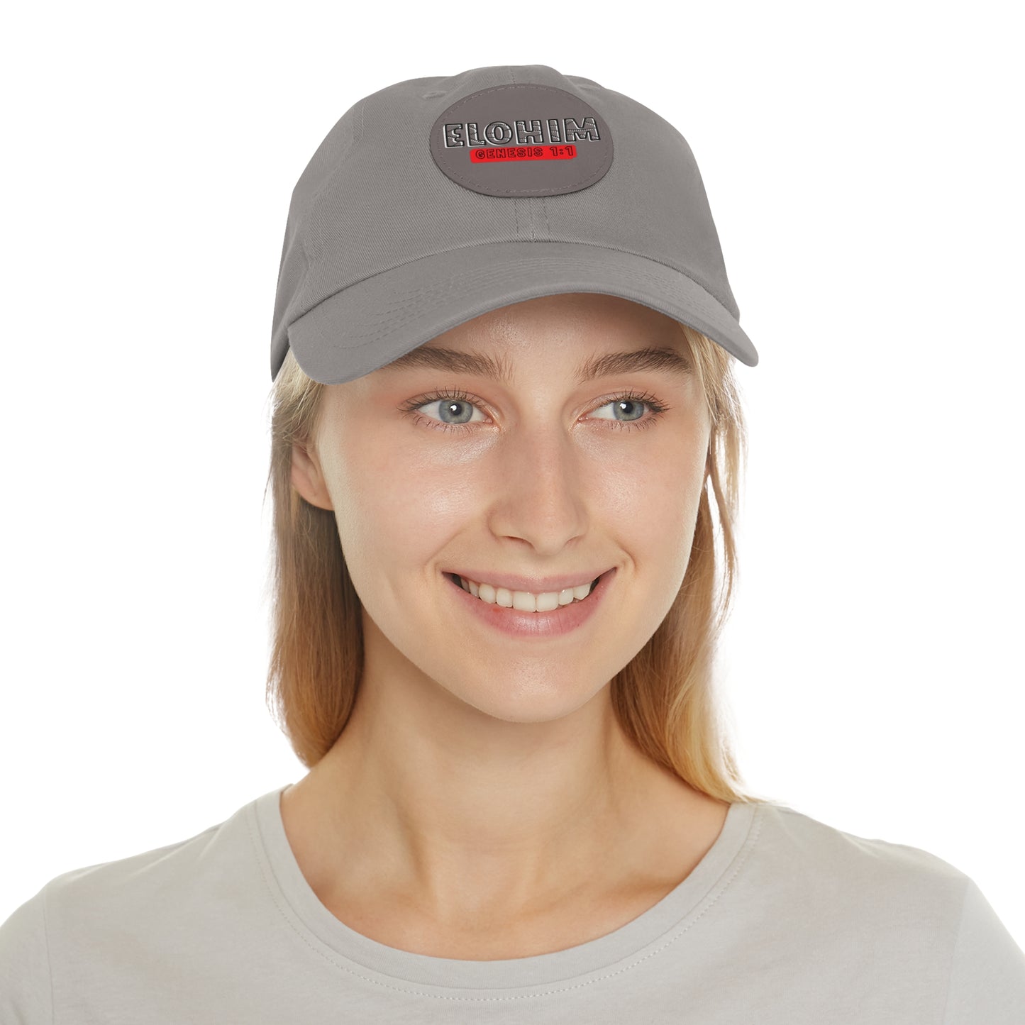 'ELOHIM, GENESIS 1:1- Stylish Dad Hat with Leather Patch | a Unisex Gift, Casual Wear, Summer Accessory, Unique Outdoor Cap, Adjustable Sun Hat, Christian Gift