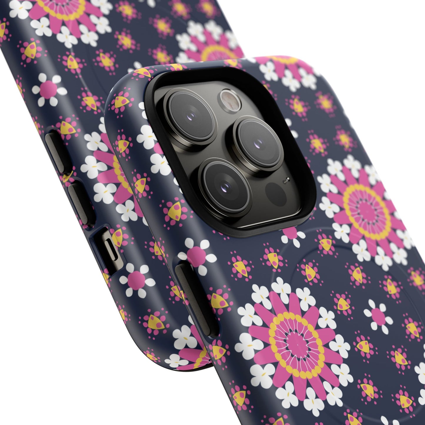 Midnight Mandala Bloom Tough iPhone Magnetic Case, Vibrant Design for Protection, Gift for Her, Trendy Accessory, Floral MagSafe iPhone Cover, Birthday, & Everyday Use