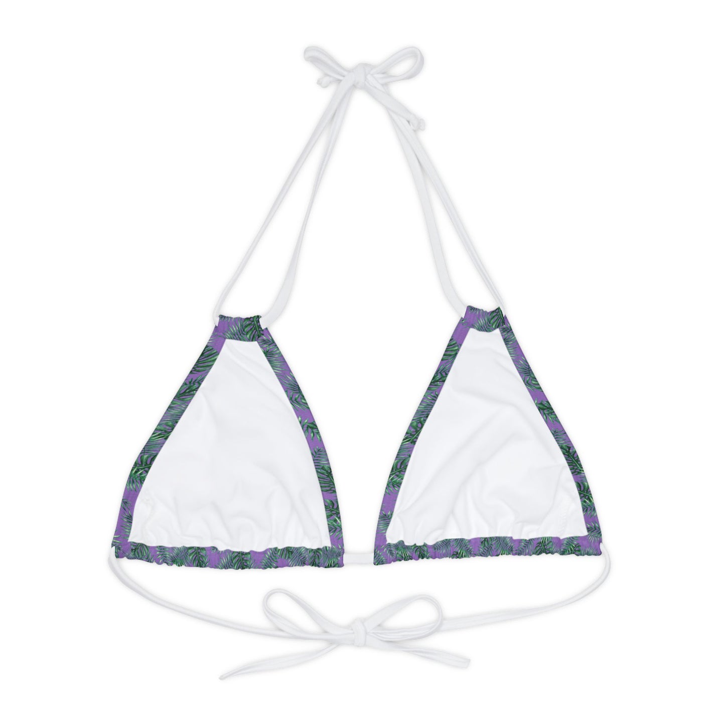 Purple Tropical Bliss Strappy Triangle Bikini Top (AOP)- (PY)