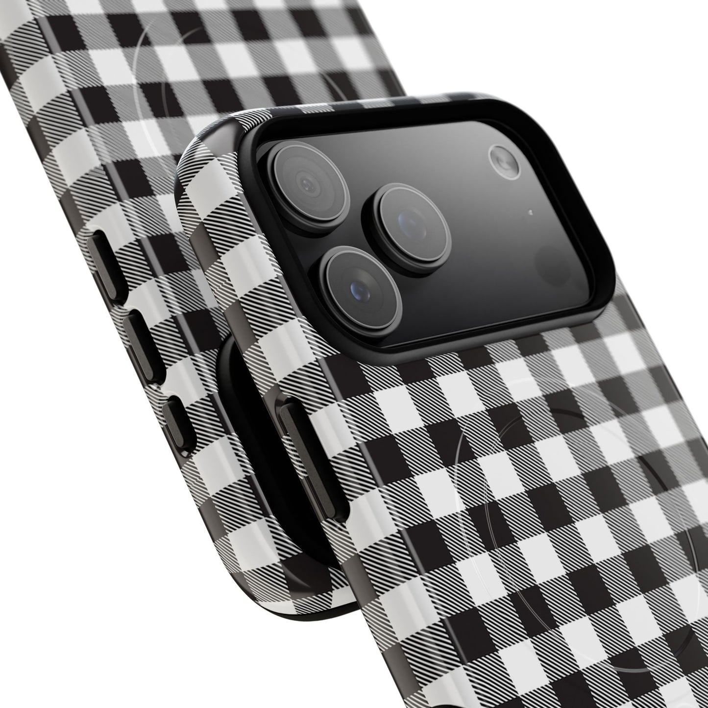 Black and White Gingham Phone Case, Tough Magnetic Cases, Stylish Phone Cover, Gift for Her, Trendy Phone Accessory, Checkered Print