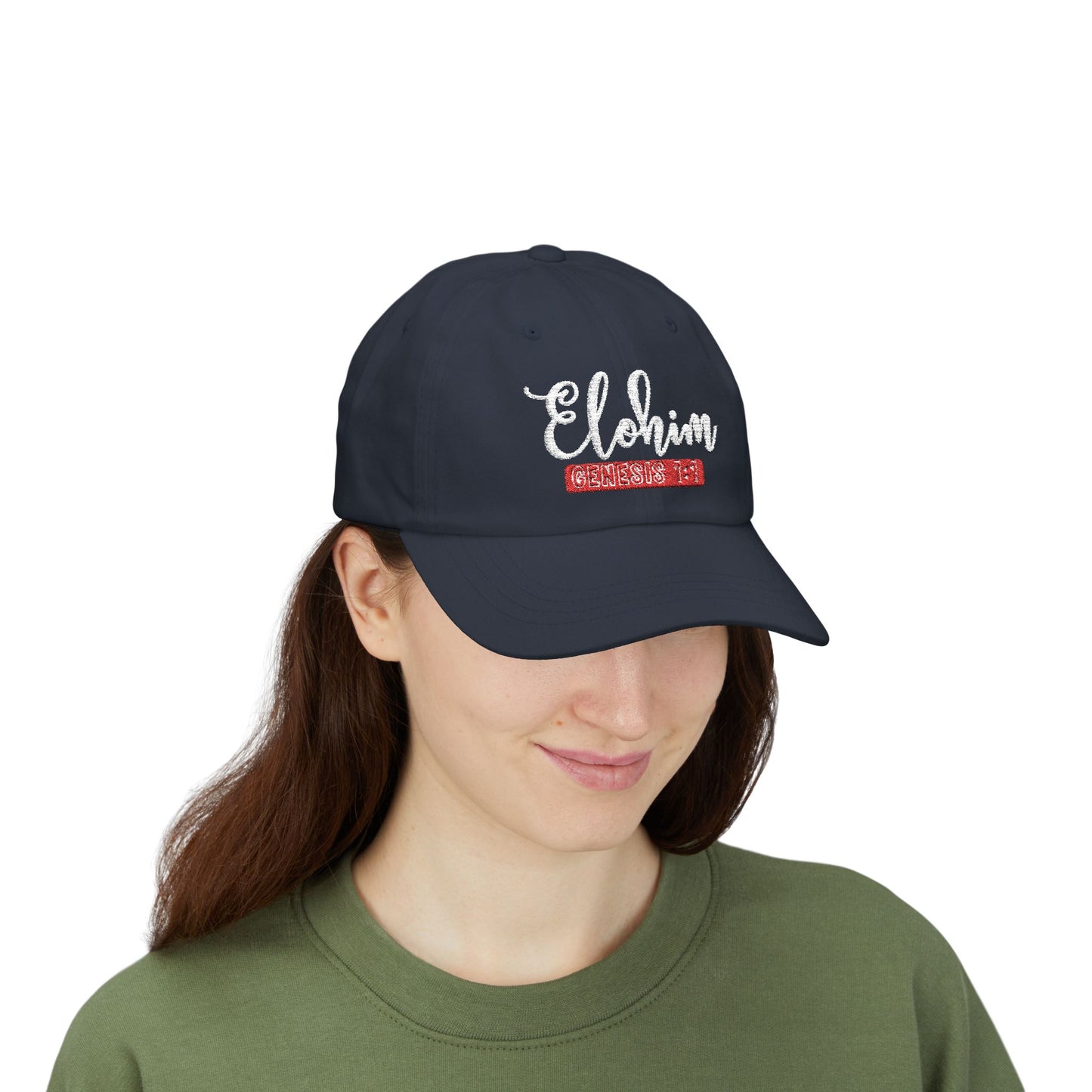 Classic Embroidery Dad Cap with 'ELOHIM, GENESIS 1:1' - Faith-Based Hat, Casual Wear, Gift for Dad, Christian Accessory, Summer Fashion