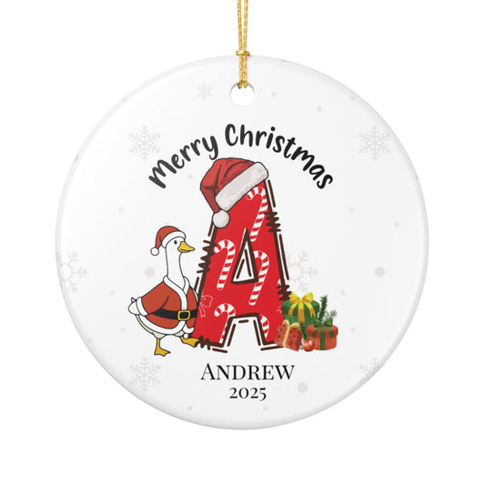 Personalized Christmas Ceramic Ornament with Name, Custom Keepsake Ornament.