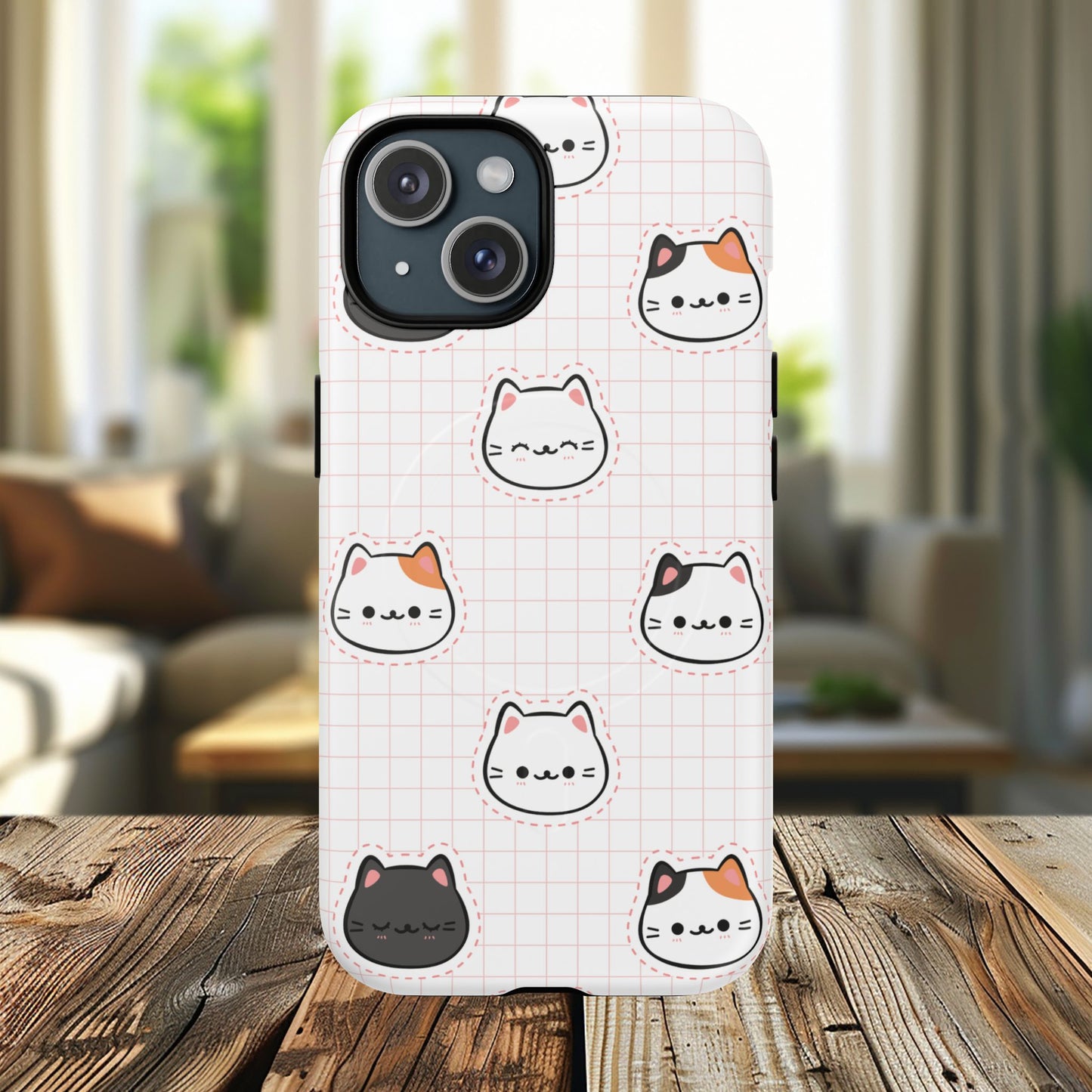 Cute Cat Tough Magnetic Case, iPhone Cover, Cat Lover Gift, Cute Cat Accessories, Pet-Themed iPhone Case