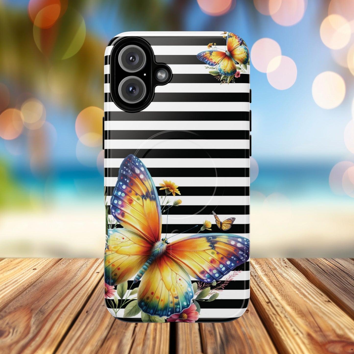 Botanic Flight Tough iPhone Magnetic Cases, Floral iPhone Cover, Stylish Tech Accessory, Gift for Nature Lovers, Butterfly Design, Unique Phone Protector