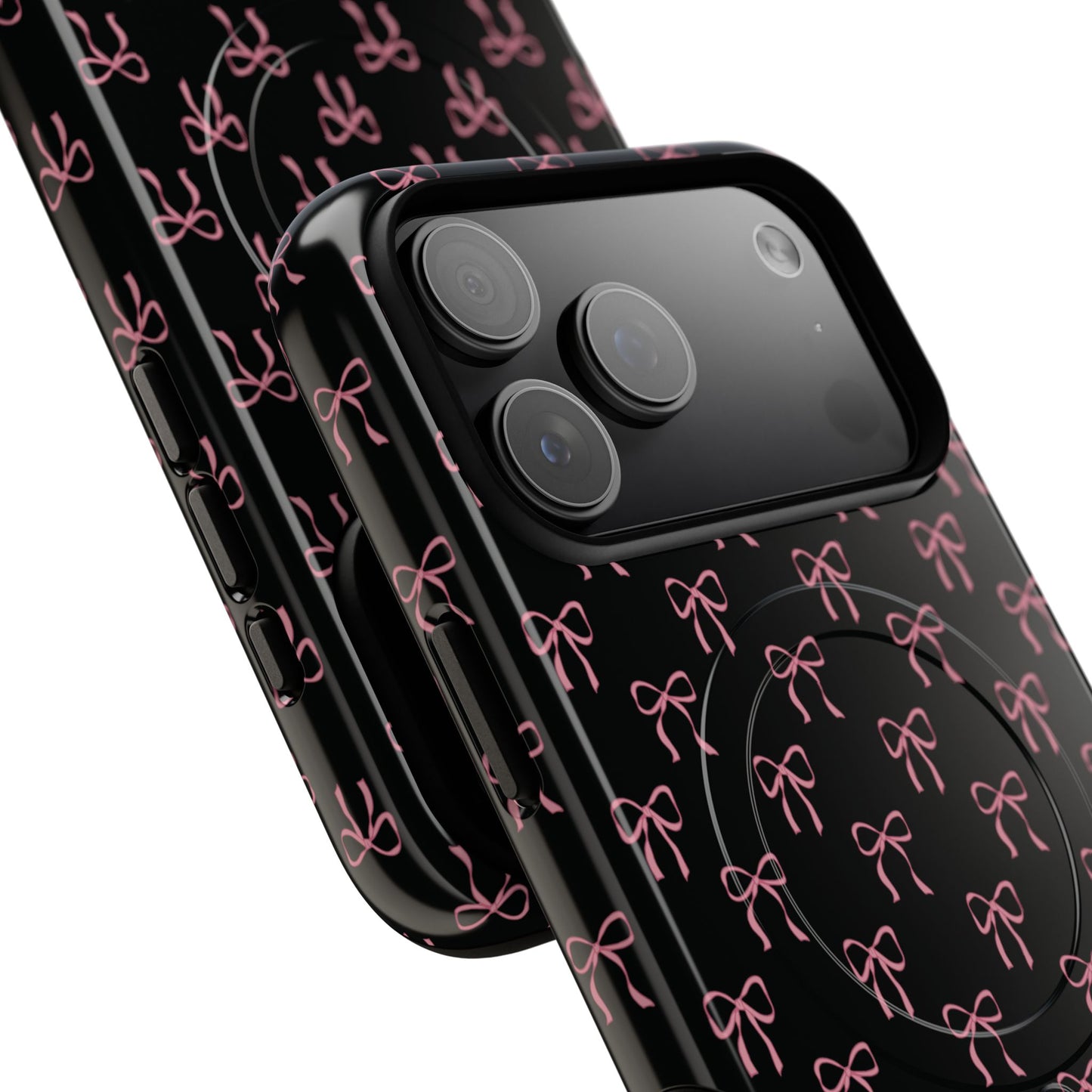 Coquette Chic Bow-Patterned Tough Magnetic iPhone Case, Stylish Gift for Her, Protective iPhone Cover, Trendy Accessory, iPhone Birthday Gift, Fashionable Tech