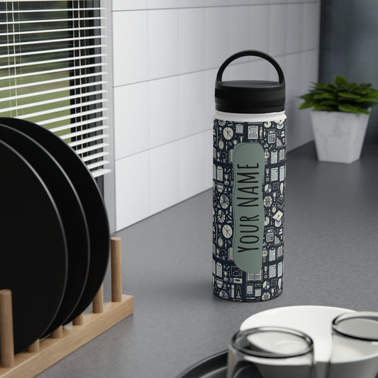 Personalized Name Stainless Steel Water Bottle, Handle Lid, Custom Gift Water bottle.