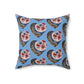 Light Blue Floral Heart Spun Polyester Square Pillow