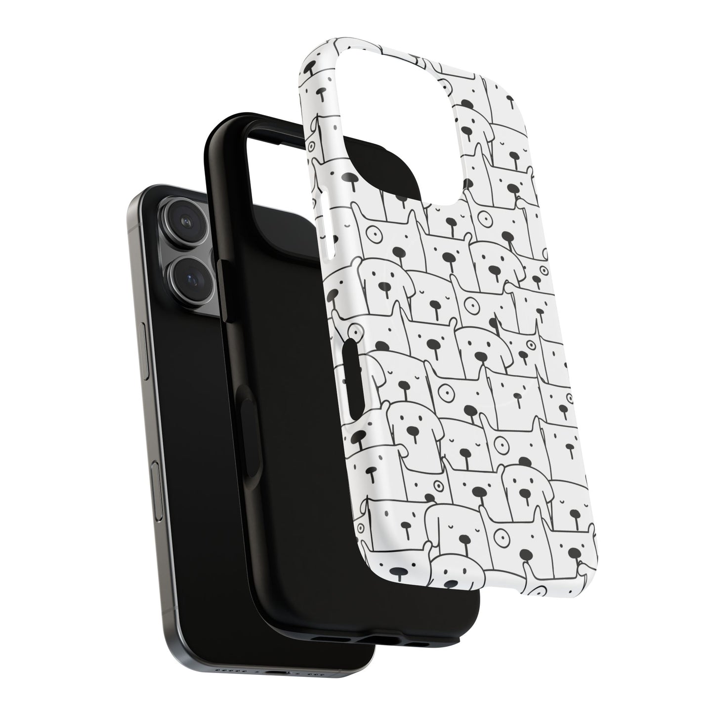 Cute Woof Line-Up iPhone Case, Tough Magnetic Case for Pet Lovers, Stylish Phone Accessory, Gift for Dog Owners, Protective Pet Case