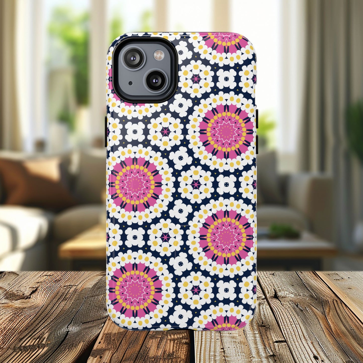 Petal Prism Pop Tough Magnetic iPhone Case, Tough Protection, Unique Design, Gift for Her, iPhone Accessories, Boho Style, Floral MagSafe Accessory.