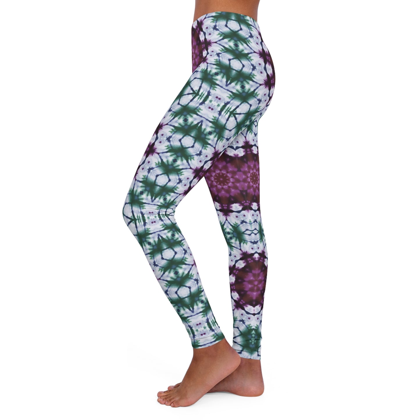 "Mystic Garden Tie and Dye Leggings" Women's Casual Spandex Leggings (AOP)