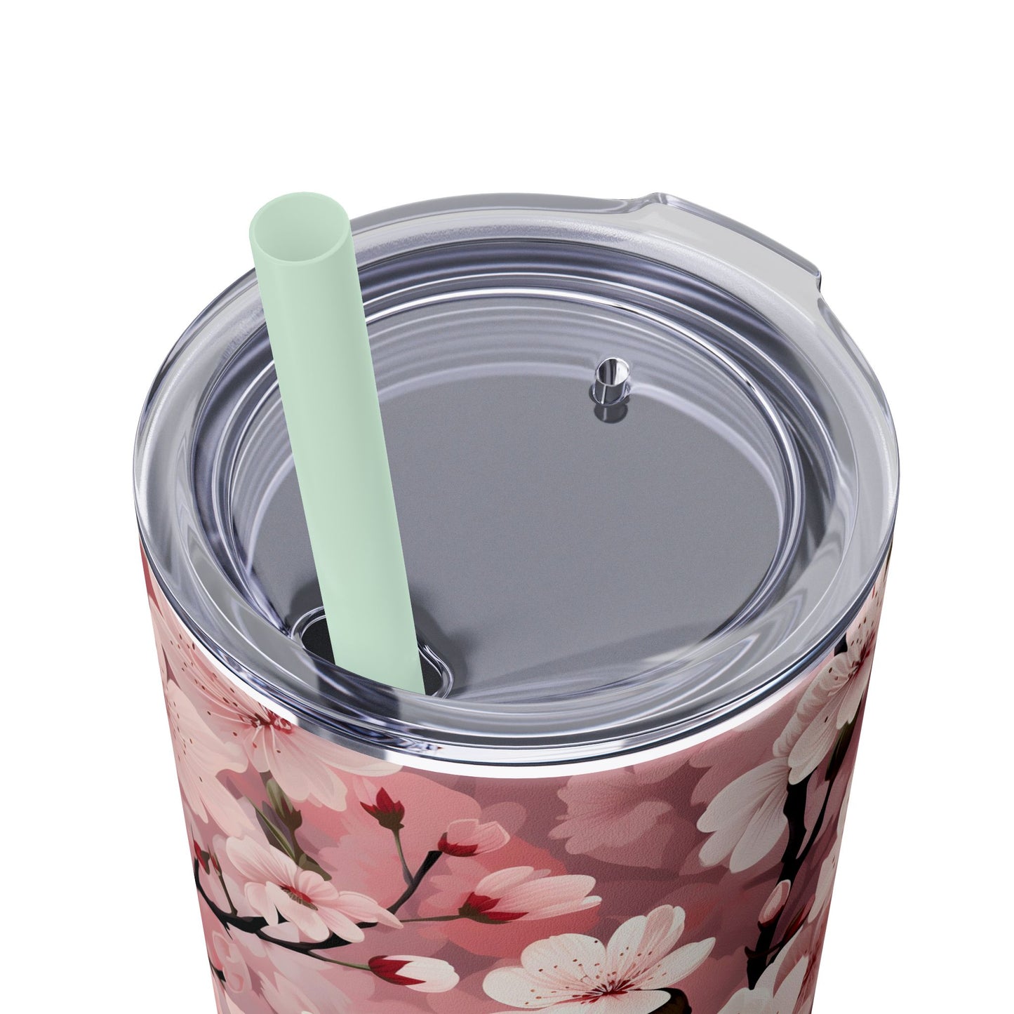 Cherry Blossom Skinny Tumbler with Straw - 20oz Floral Drinkware
