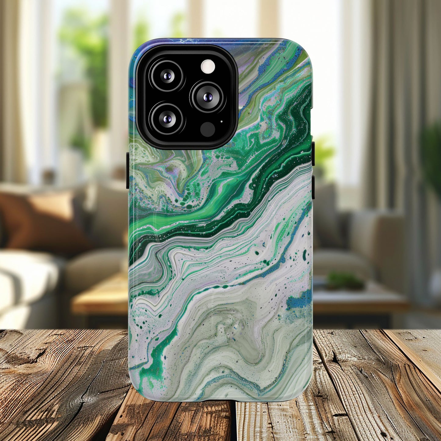 Marbled Tough iPhone Case, Magnetic Protector, Stylish Tech Accessory, Durable iPhone Cover, Unique Gift Idea
