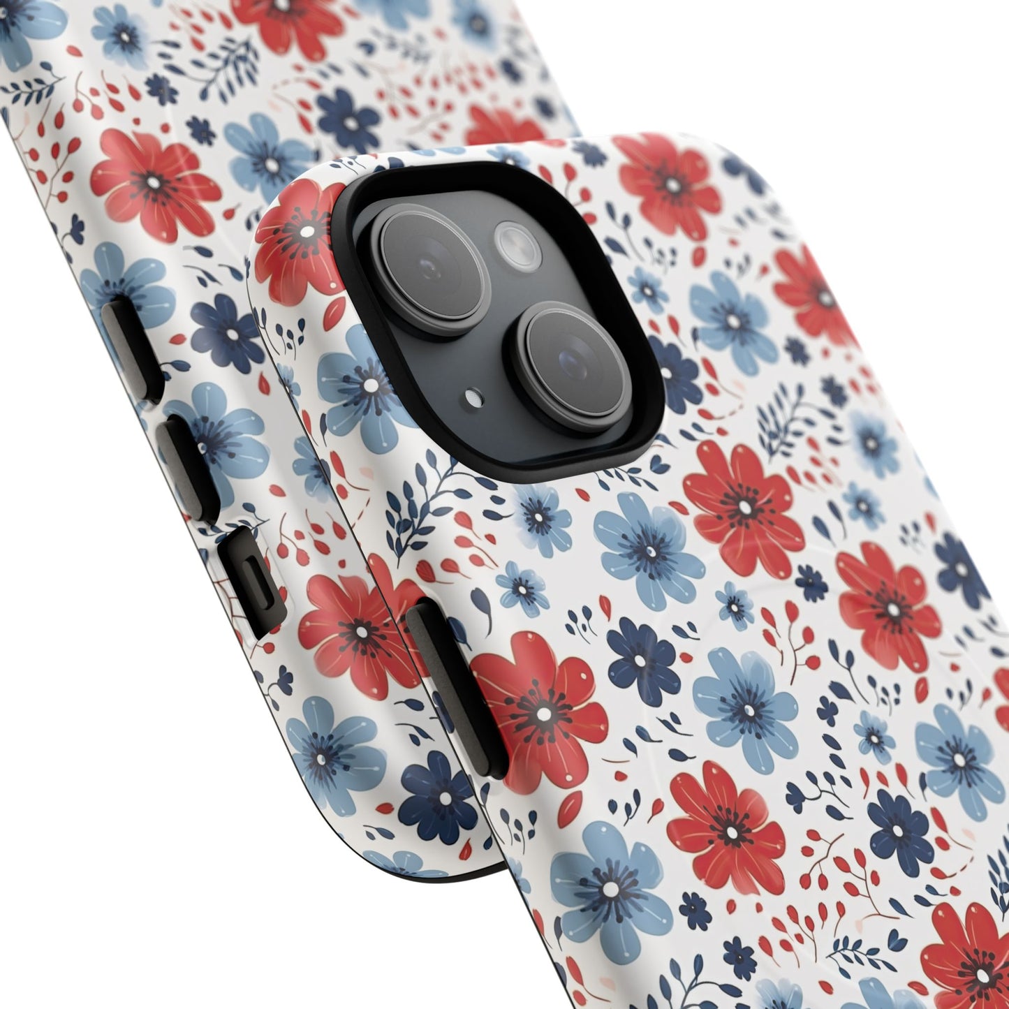 Patriotic Floral Dreams Tough Magnetic iPhone Cases, Durable, Stylish, Gift for Her, Protective Phone Cover, Spring Floral Design