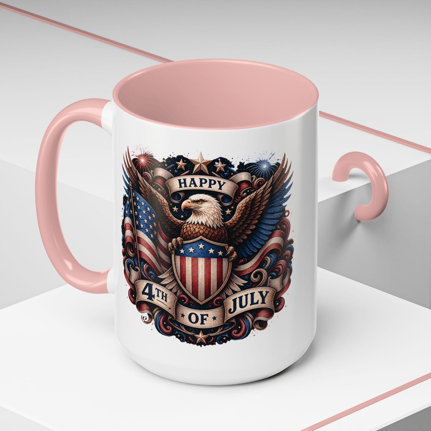 4th of July Eagle Coffee Mug — Patriotic American Flag Accent Mug (11/15oz)