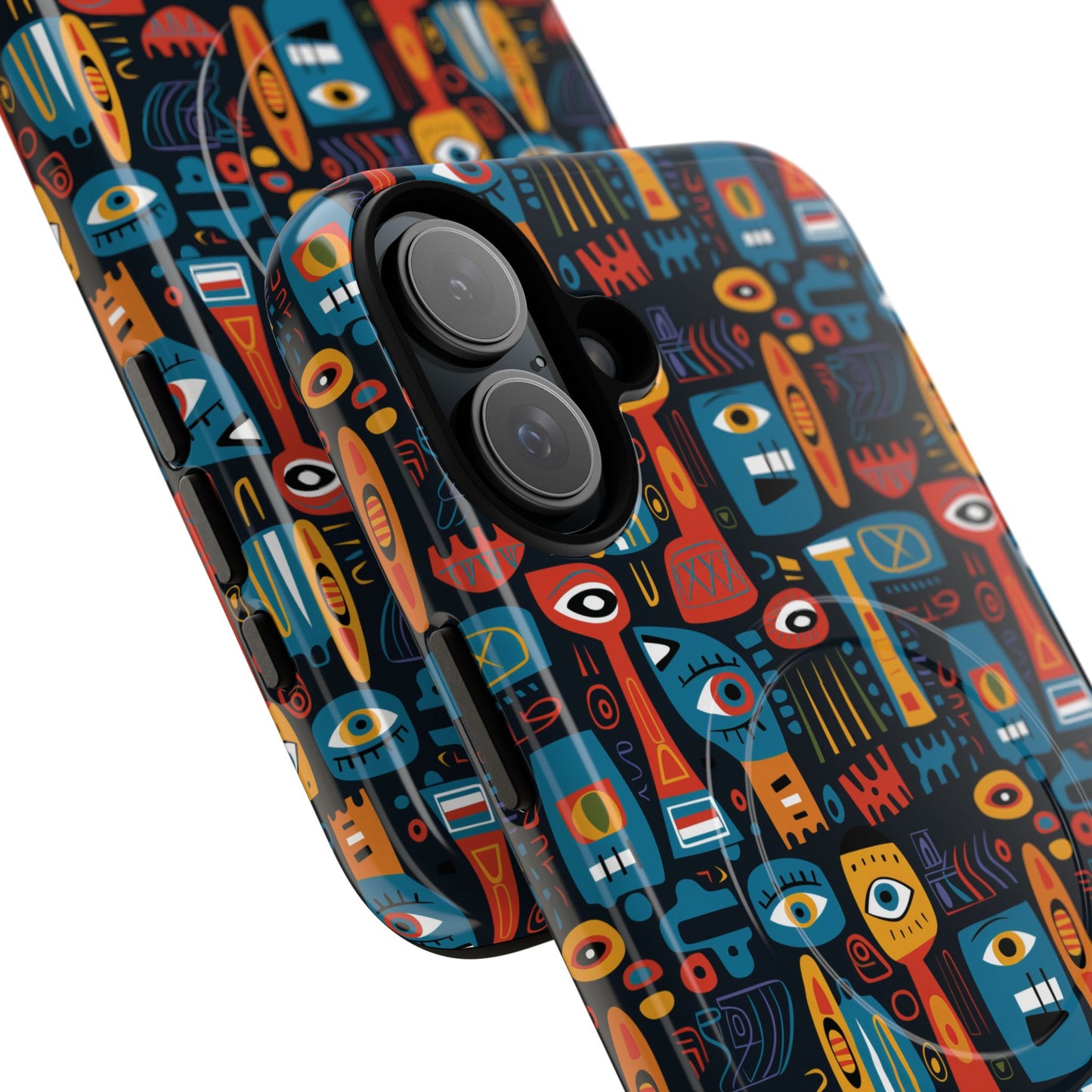 Personalized Tough MagSafe Magnetic iPhone Case — Colorful Abstract Totem Custom Name