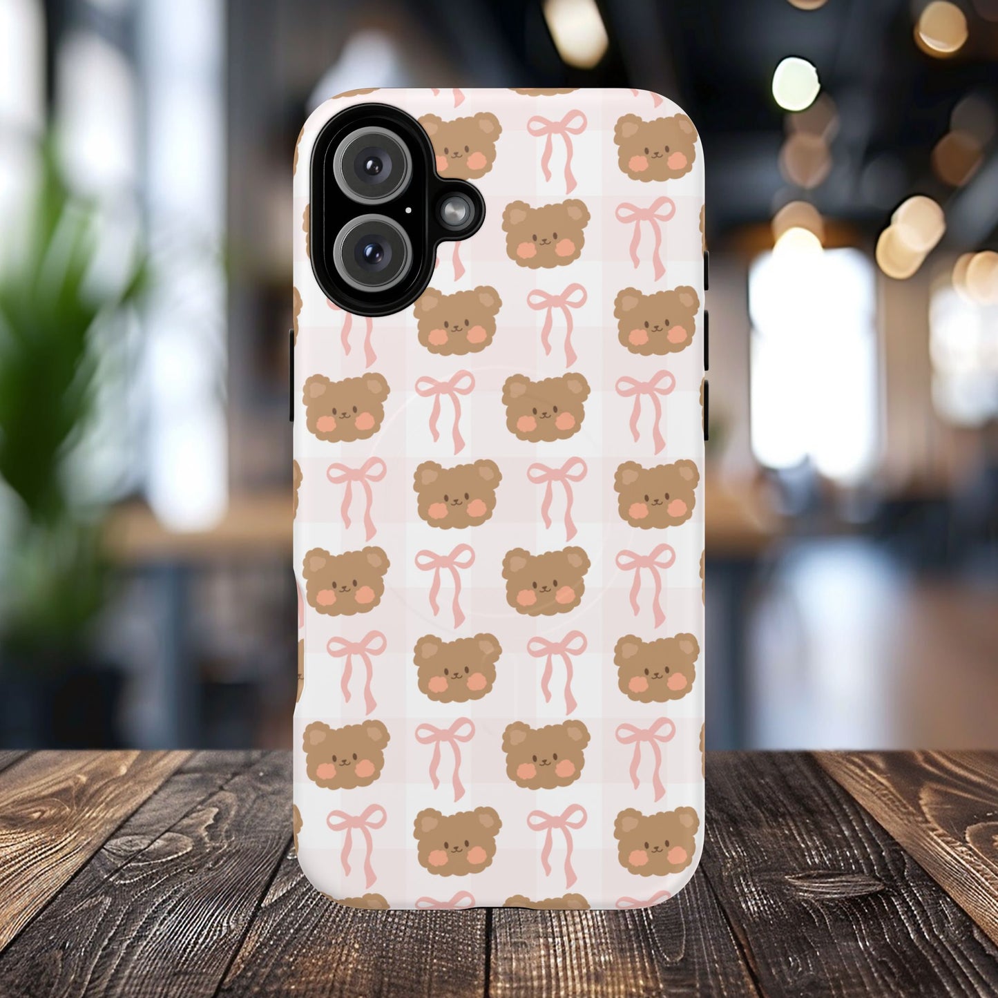 Cute Bear Pattern Magnetic Phone Case, Durable Animal Design, Gift for Kids, Trendy Case for iPhone, Cute Phone Accessory