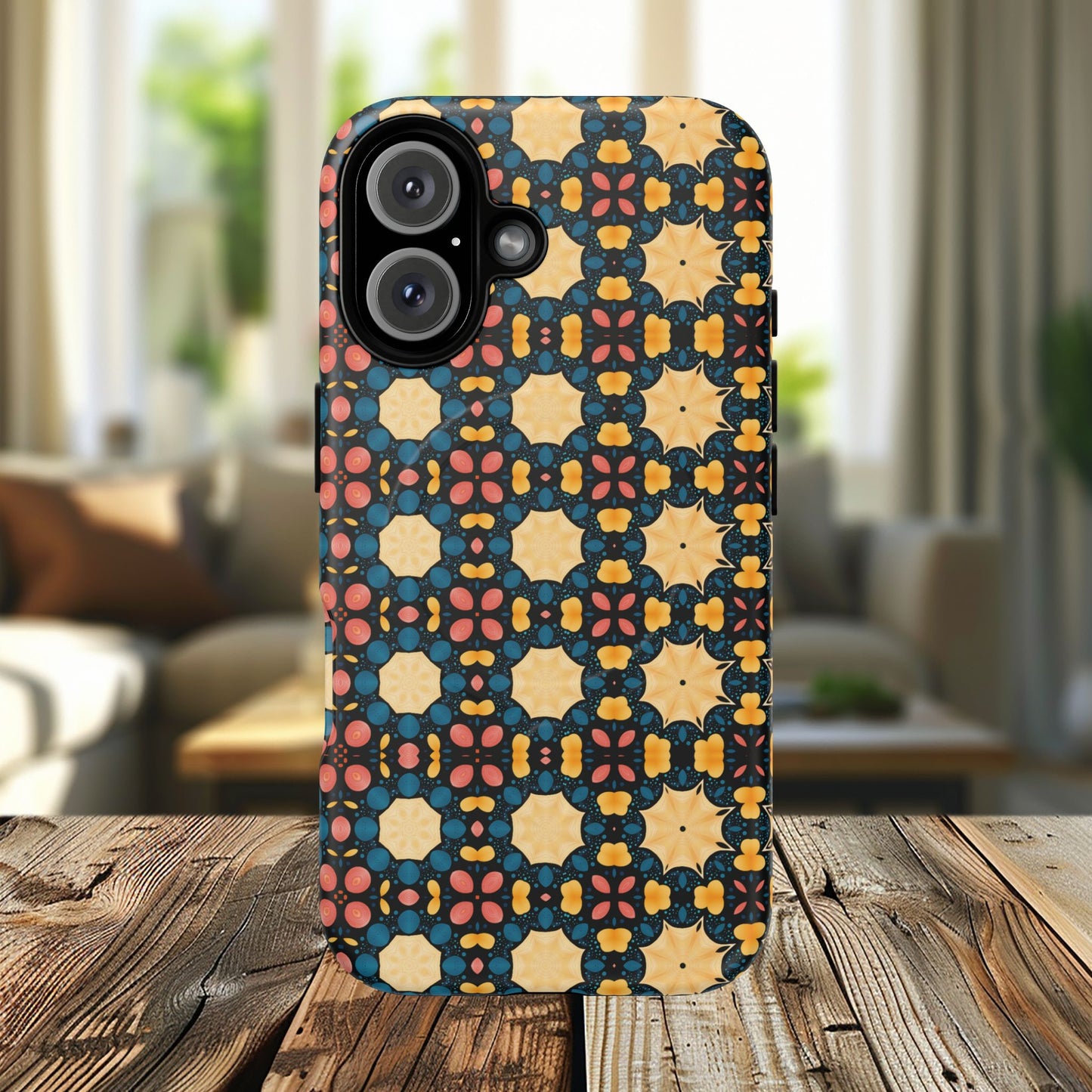 Celestial Spice Tiling Colorful Tough Magnetic iPhone Case, Unique iPhone Cover, Artistic Mobile Shell, Durable Design Accessory, Trendy Gift Idea, MagSafe® iPhone Case.