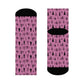 Winter Wonderland Pink Crew Socks - Soft & Elastic Polyester/Spandex Blend - One Size Fits All