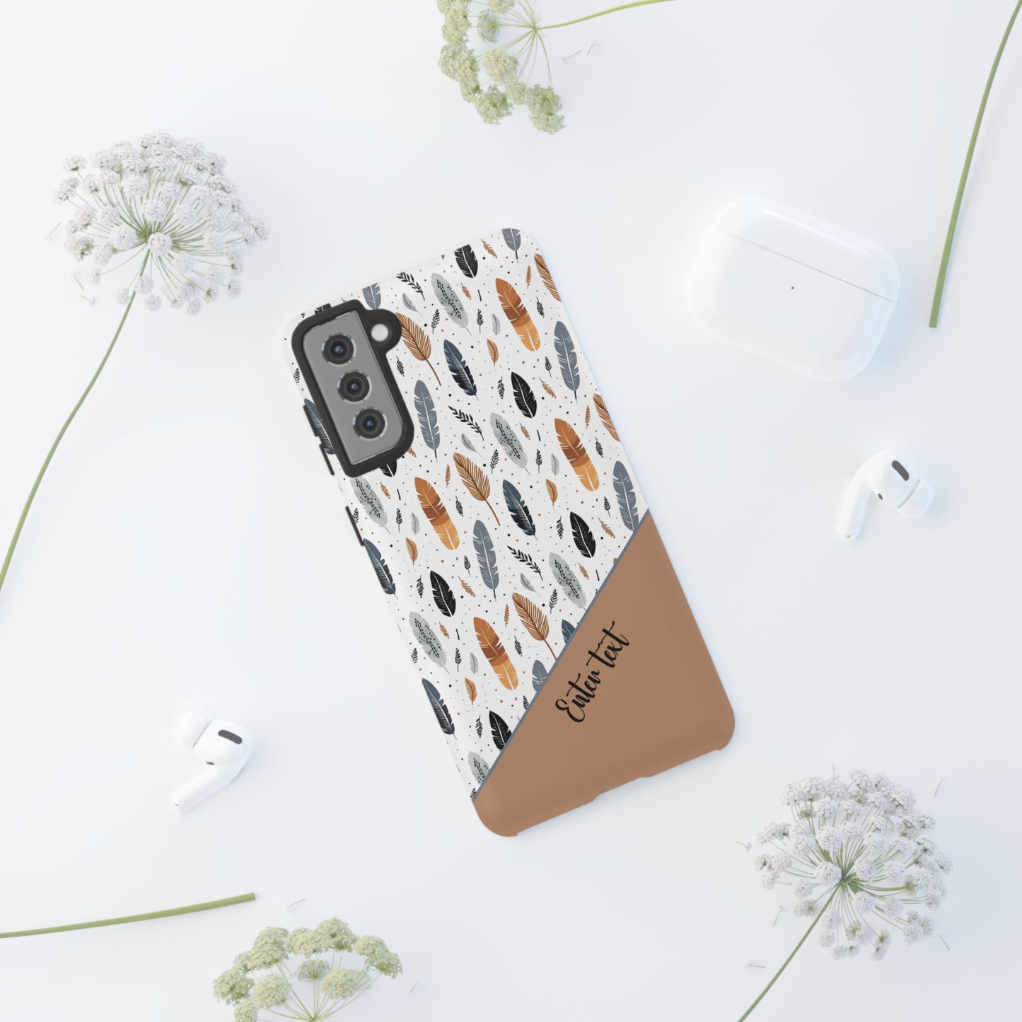 Personalized Whispering Feathers Tough Case — Dark Feather Protective Phone Case for Samsung & Google