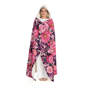 Blush Petals Snuggle Hooded Sherpa Fleece Blanket