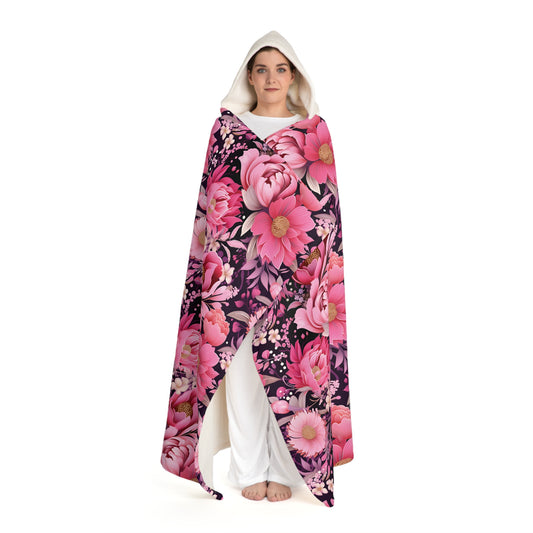 Blush Petals Snuggle Hooded Sherpa Fleece Blanket