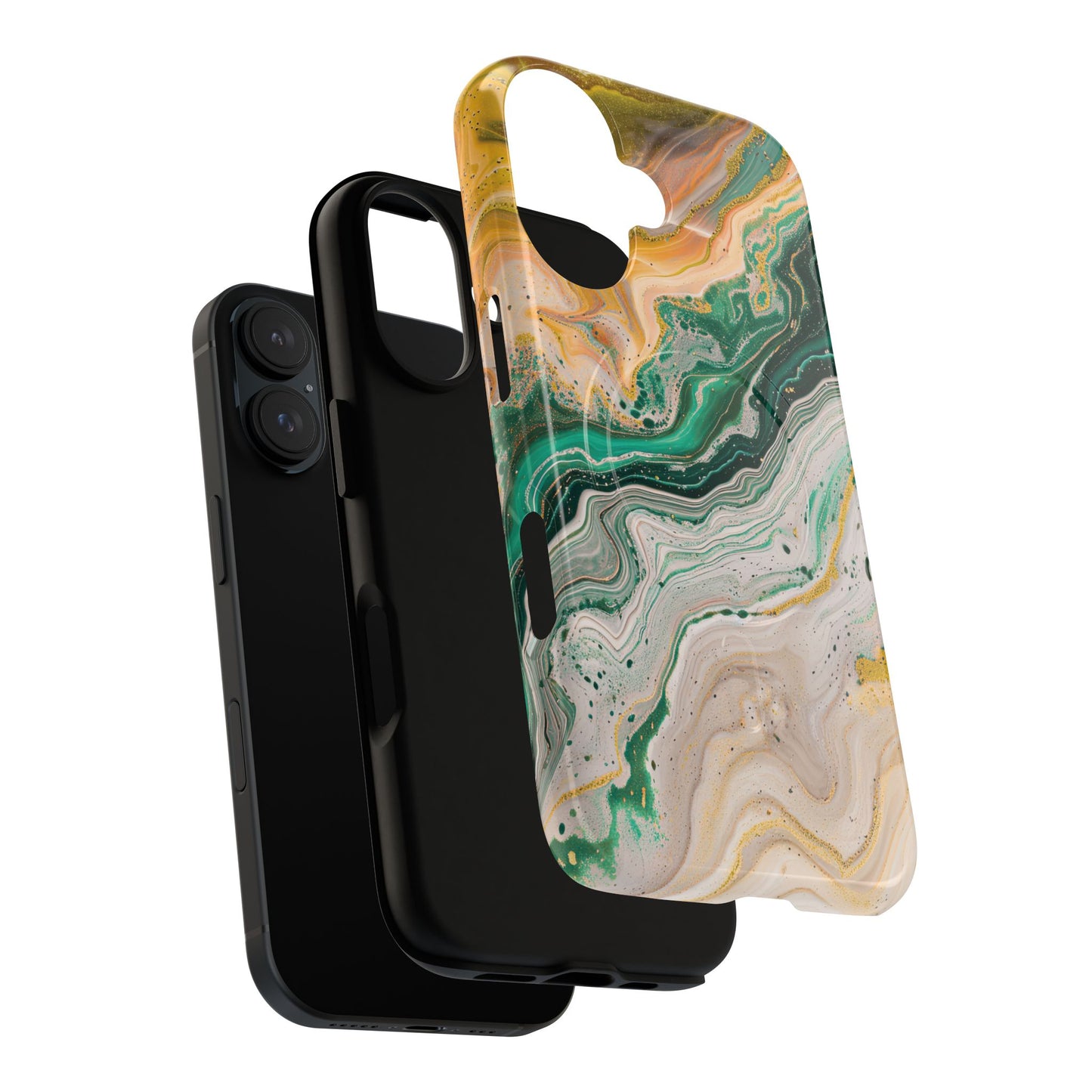 Magnetic iPhone Cases with Green Marble Design, Tough Magnetic Cases, iPhone Accessories, Gift for Her, Trendy iPhone Cover
