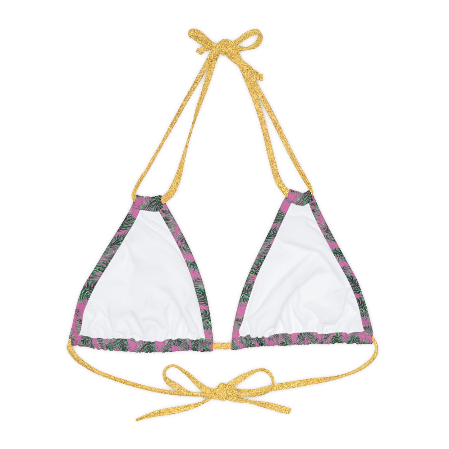 Pink Tropical Bliss Strappy Triangle Bikini Top (AOP)- (PY)