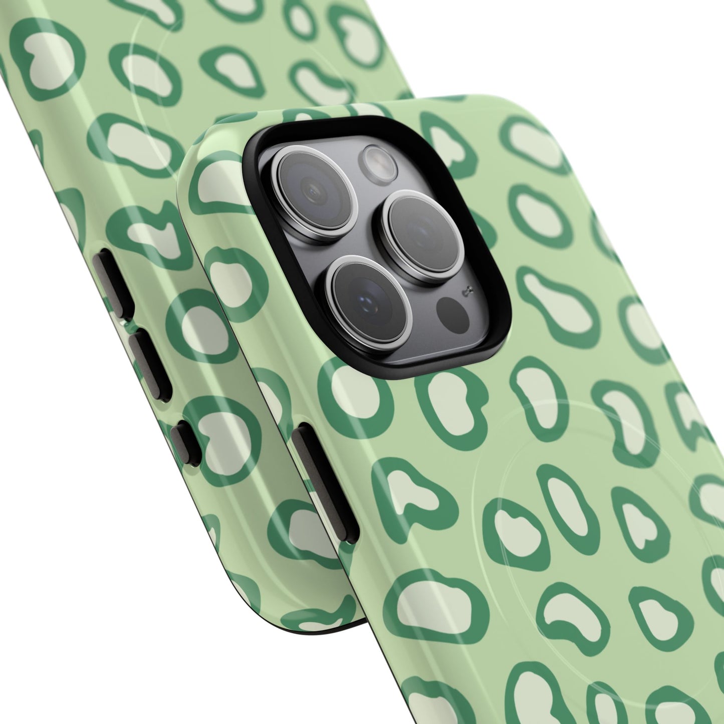 Chic Leopard Print iPhone Cases | Tough Magnetic Cases, iPhone Protection, Animal Print, Stylish Tech Accessories, Green iPhone Case