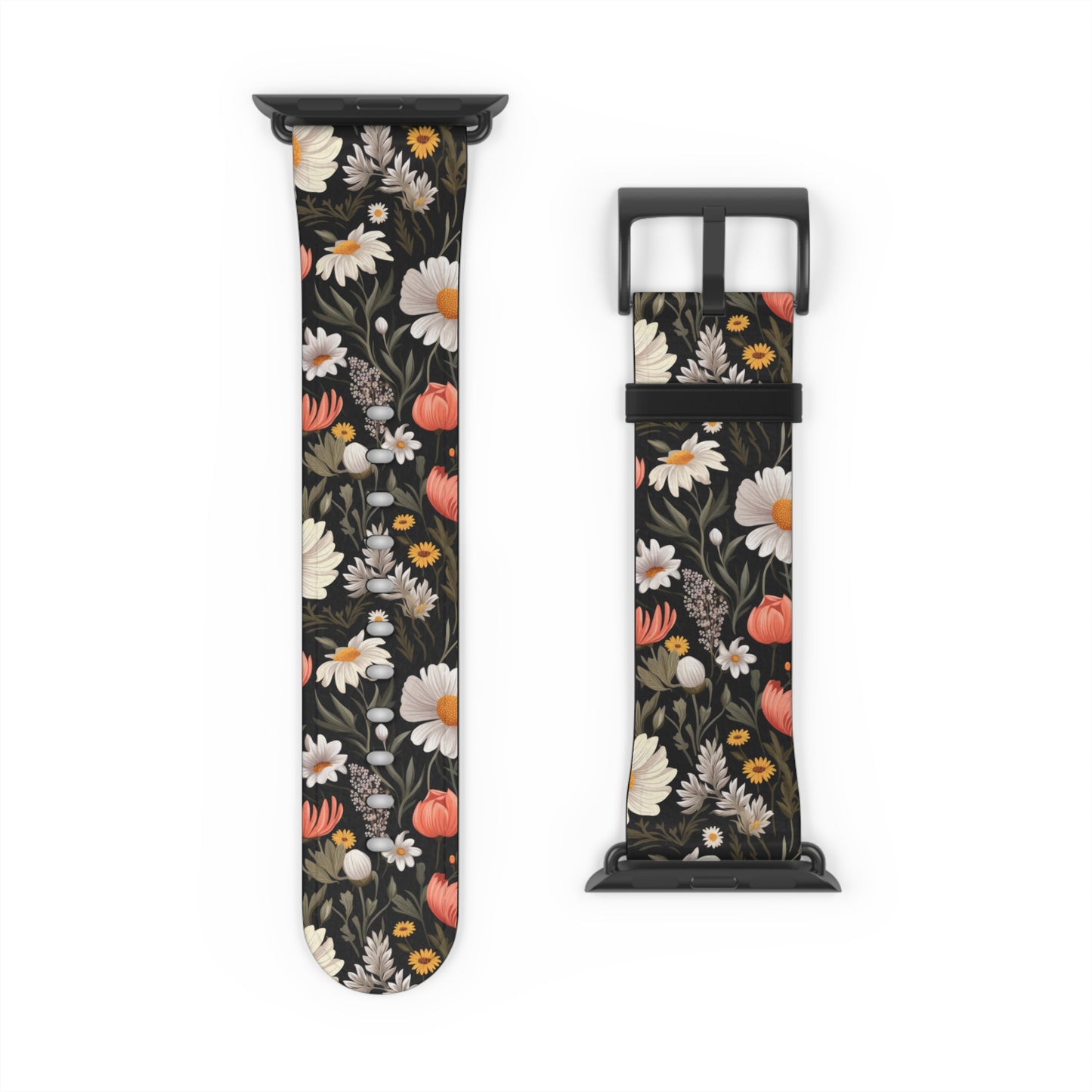 Blossom Elegance: Noir Garden Floral Watch Band - Stylish Floral Design for Smartwatches