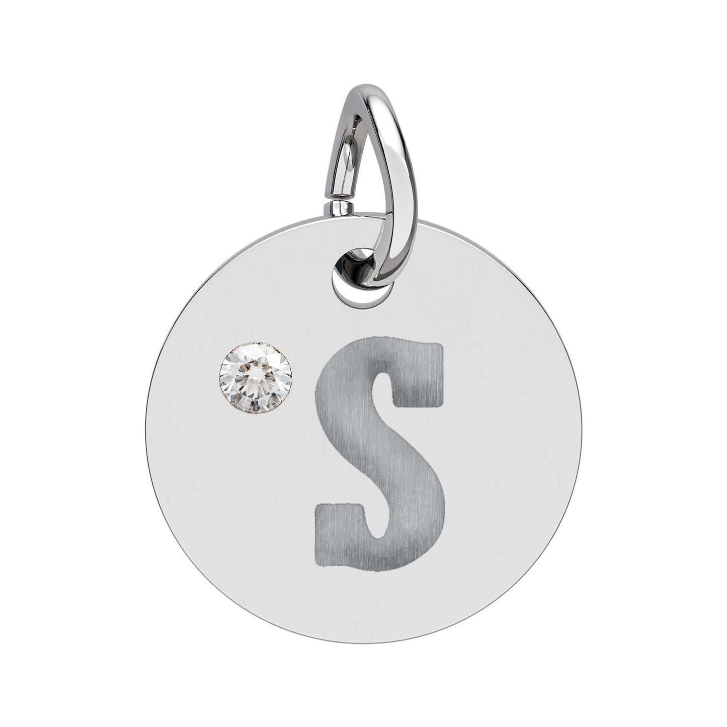 Engraved Birthstone Circle Charm — Personalized Initial Pendant.