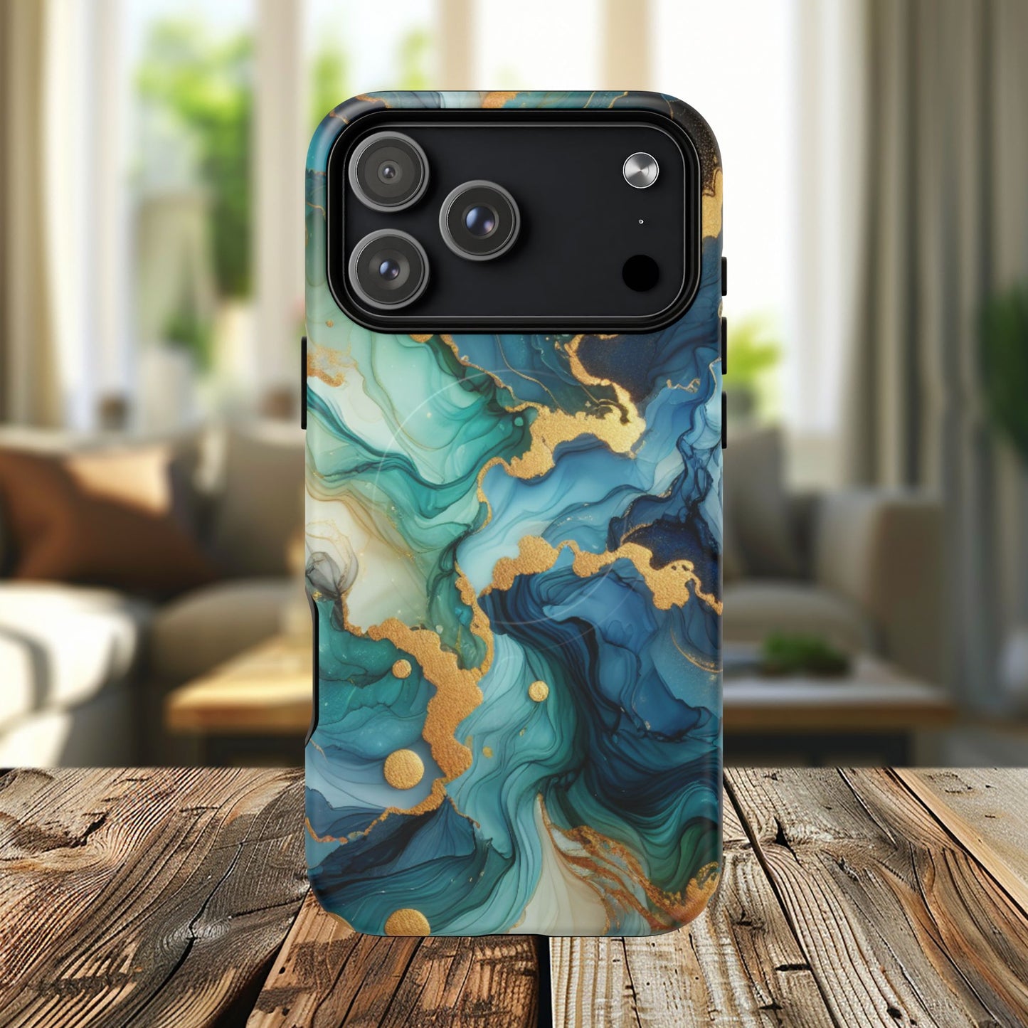 Ocean Quartz Luxe Marble Pattern Tough Magnetic iPhone Case, Phone Accessories, Luxury Gift, Durable iPhone Cover, Unique Design for iPhone Users.