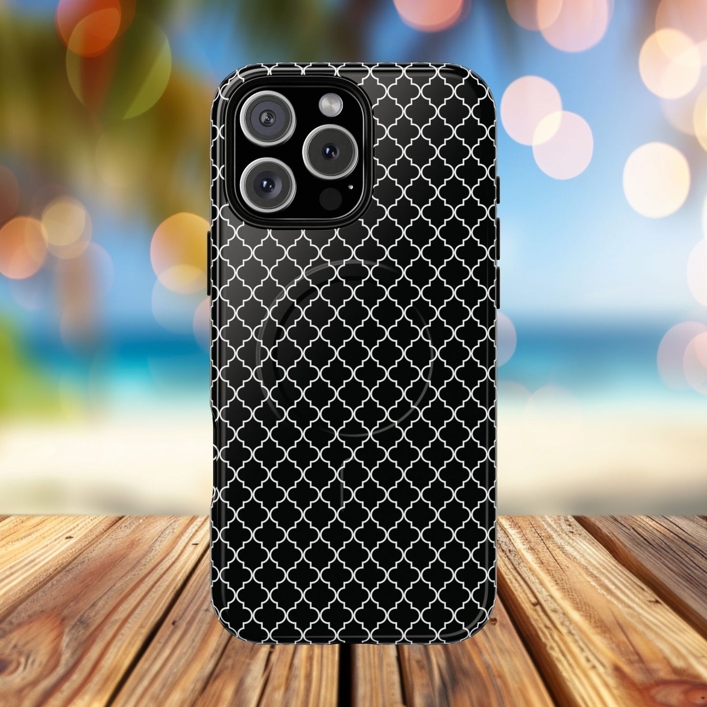 Noir Mosaic Tough iPhone Magnetic Case, Geometric Patterned Case, Durable iPhone Cover, Unique Tech Accessories, Perfect Gift for Him/Her