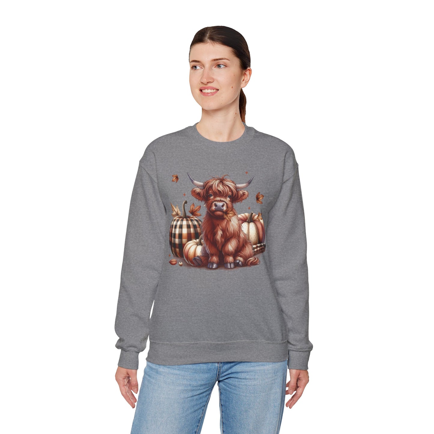 Autumn Highland Cow Charm Unisex Heavy Blend™ Crewneck Sweatshirt