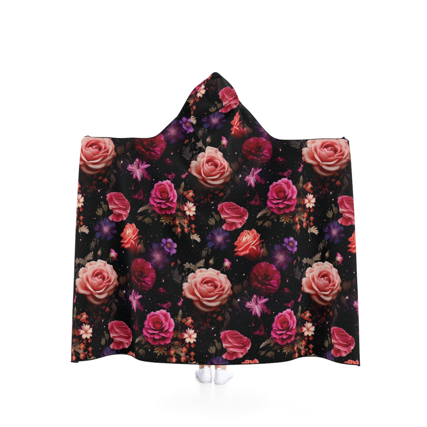 Midnight Rosescape Snuggle Hooded Blanket