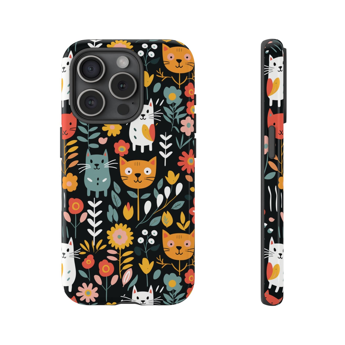 Whimsical Feline Garden iPhone, Samsung or Google Pixel Tough Cases