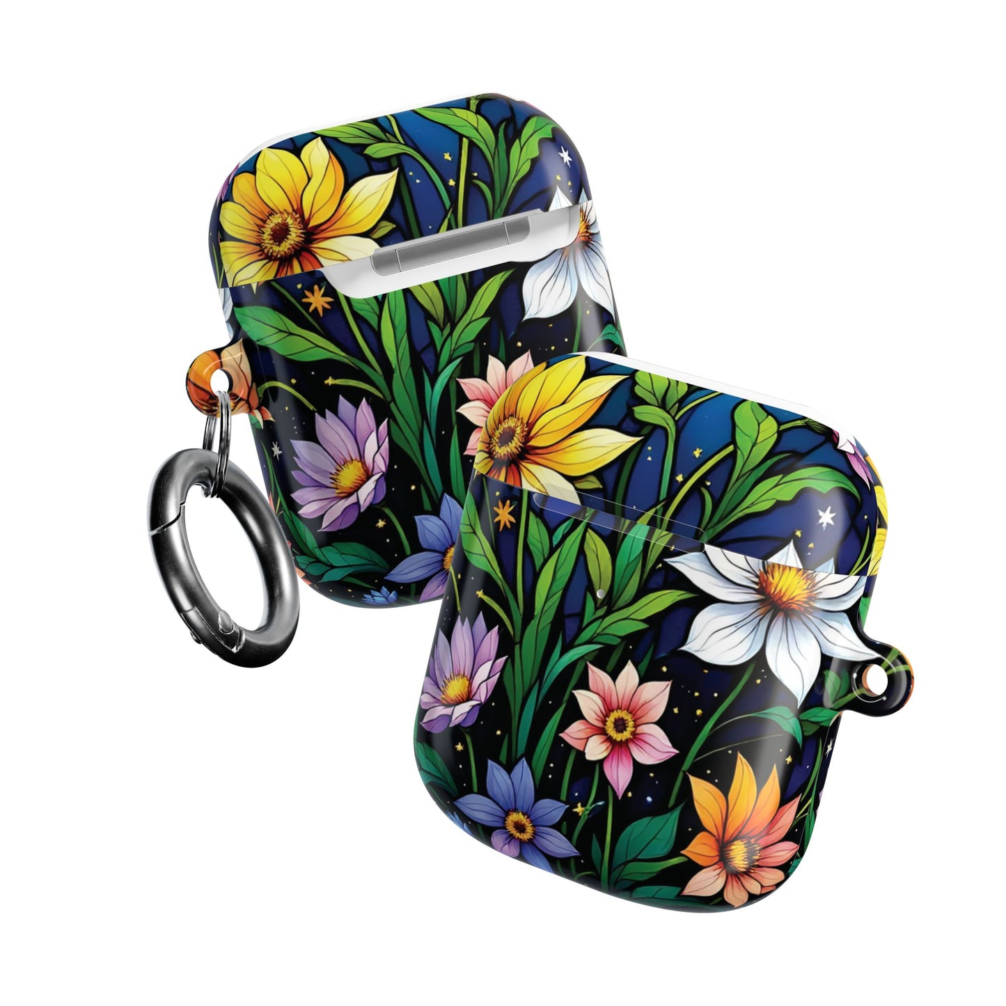 Flower Garden Stained Glass AirPod Case — Colorful Garden Protective Cover- Airpods Pro Gen 1 and 2, Gen 1 to 4.