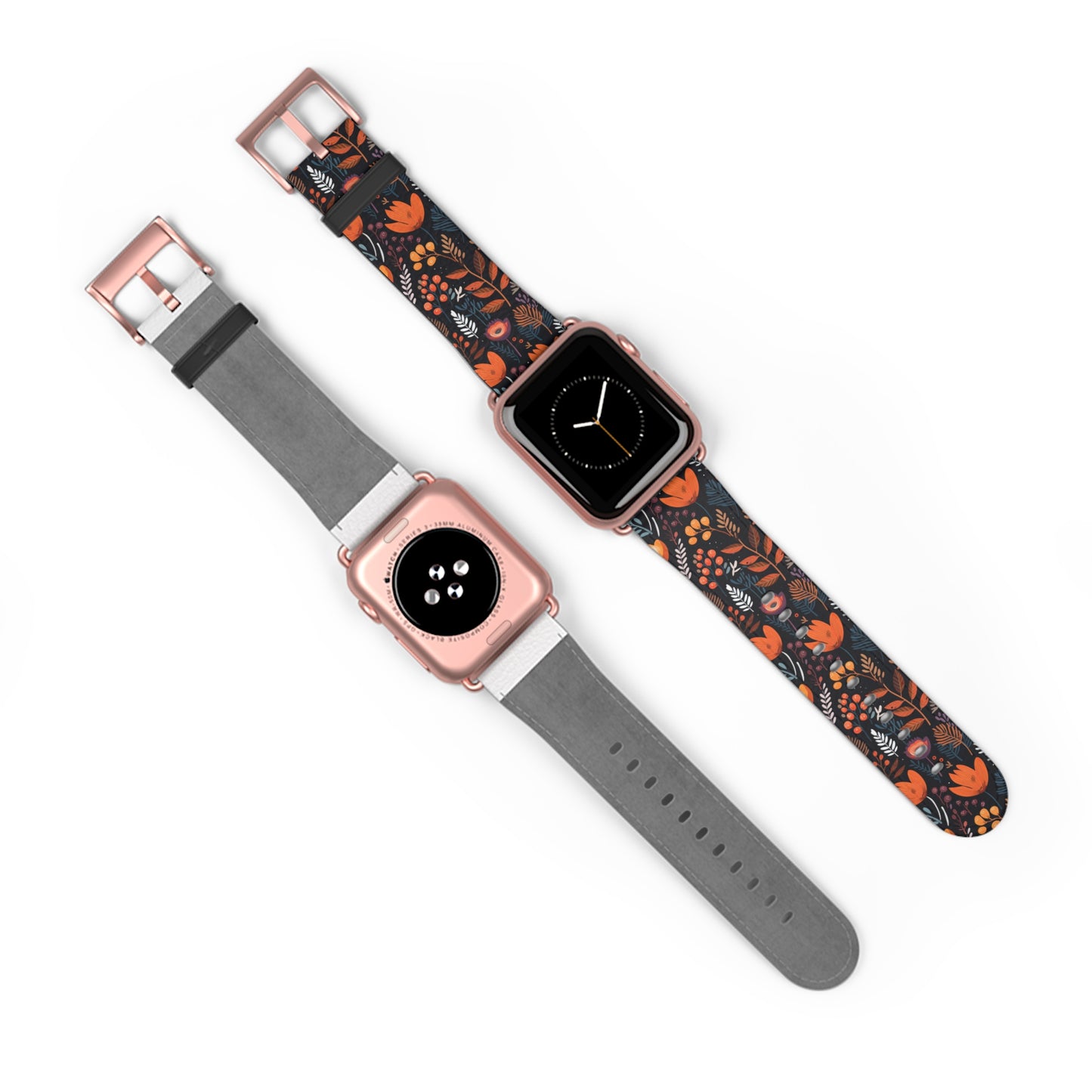 Autumn Bloom Floral Patterned Watch Band - Boho Chic Accessory, Gift for Her, Adjustable Strap for Smartwatch, Trendy Wristband, Floral Design.